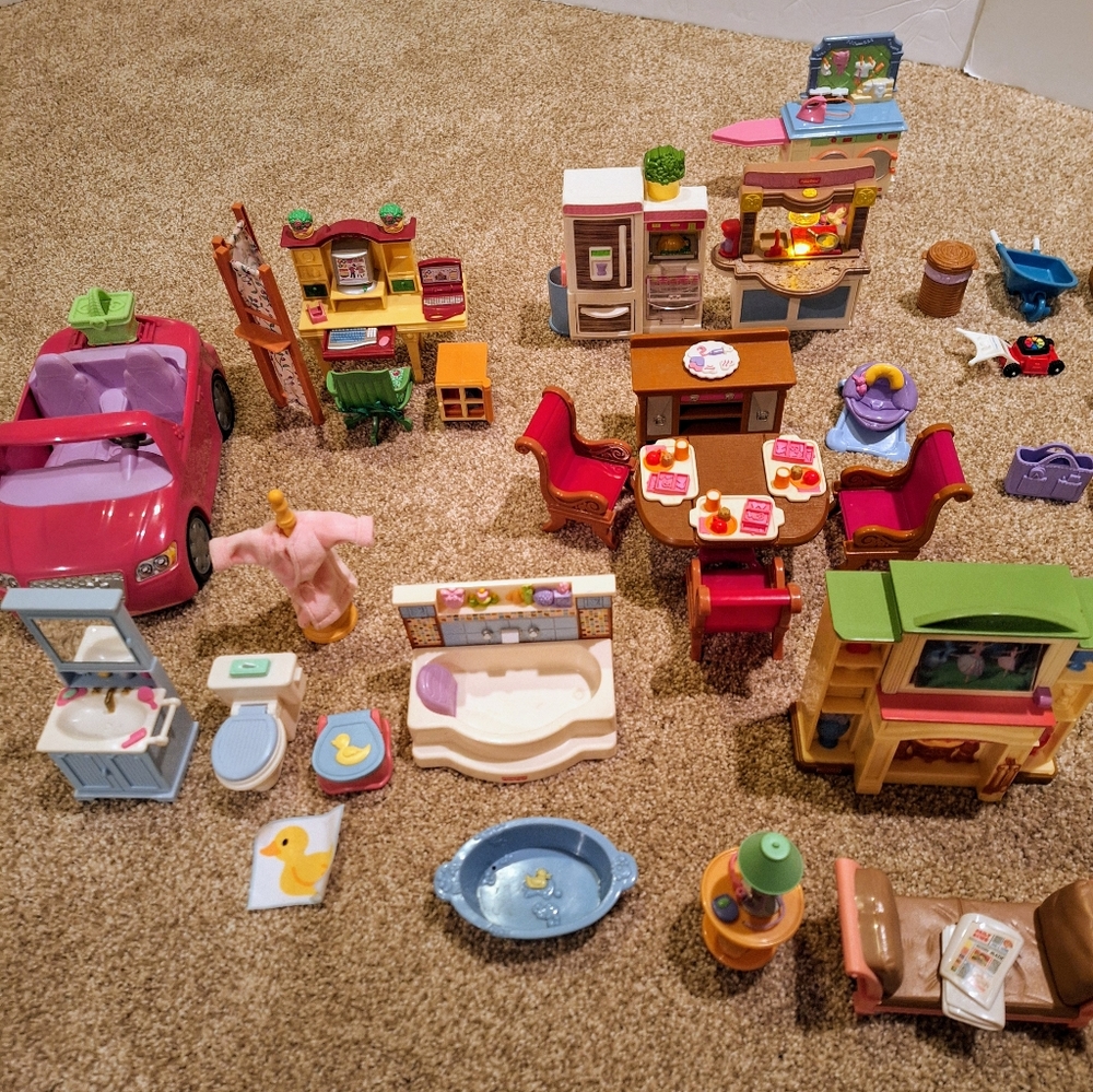 Fisher Price Loving Family Dollhouse Furniture, Rare Pieces & Figures